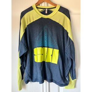 Free People Movement Neon / Heathered Blue Ski Long Sleeve Tee | Size Medium